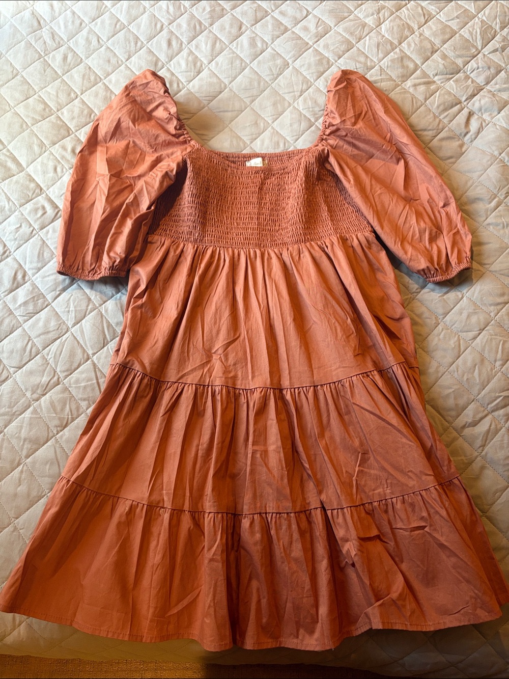 Smocked Tiered Dress by Altard State - Rust